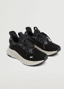 Mango Kids Contrast Lace-up Trainers Black