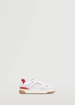 Lace-up Mixed Sneakers Red