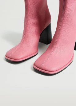 Heel Leather Ankle Boot Pink -Mango Shoes Sales unnamed file 310