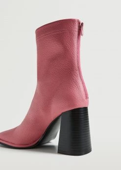 Heel Leather Ankle Boot Pink -Mango Shoes Sales unnamed file 311