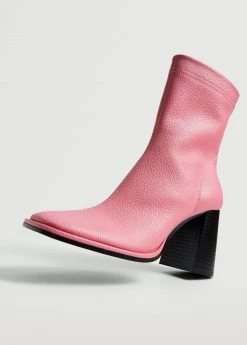Heel Leather Ankle Boot Pink -Mango Shoes Sales unnamed file 312