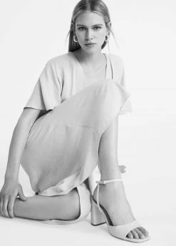 Ankle-cuff Heeled Sandals Beige