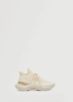 Contrast Sole Sneakers Beige