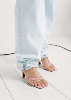 Straps Heel Leather Sandals Pastel Pink -Mango Shoes Sales unnamed file 533