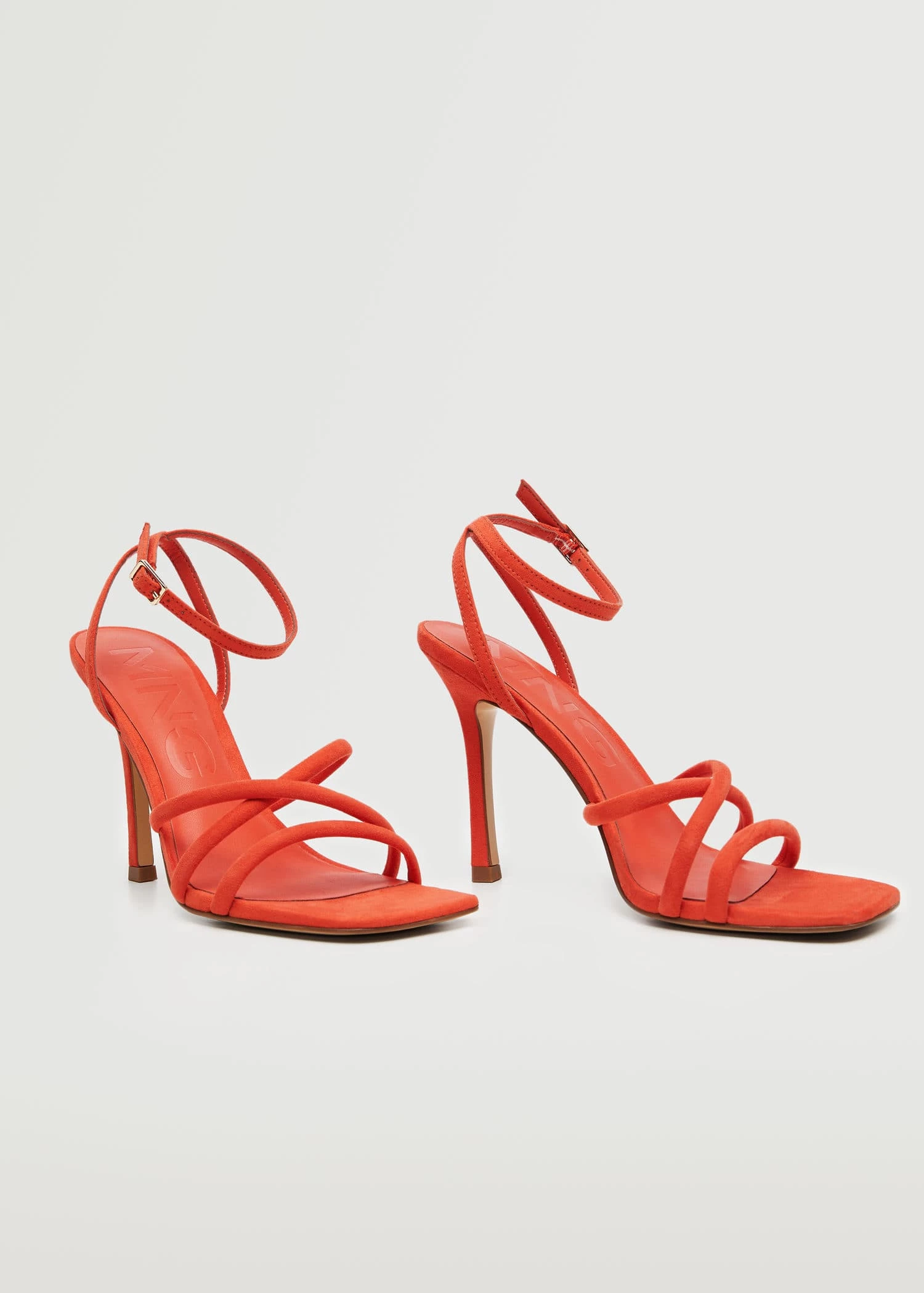 Strappy Heeled Sandals Coral Red 5 Strappy Heeled Sandals Coral Red - Image 3