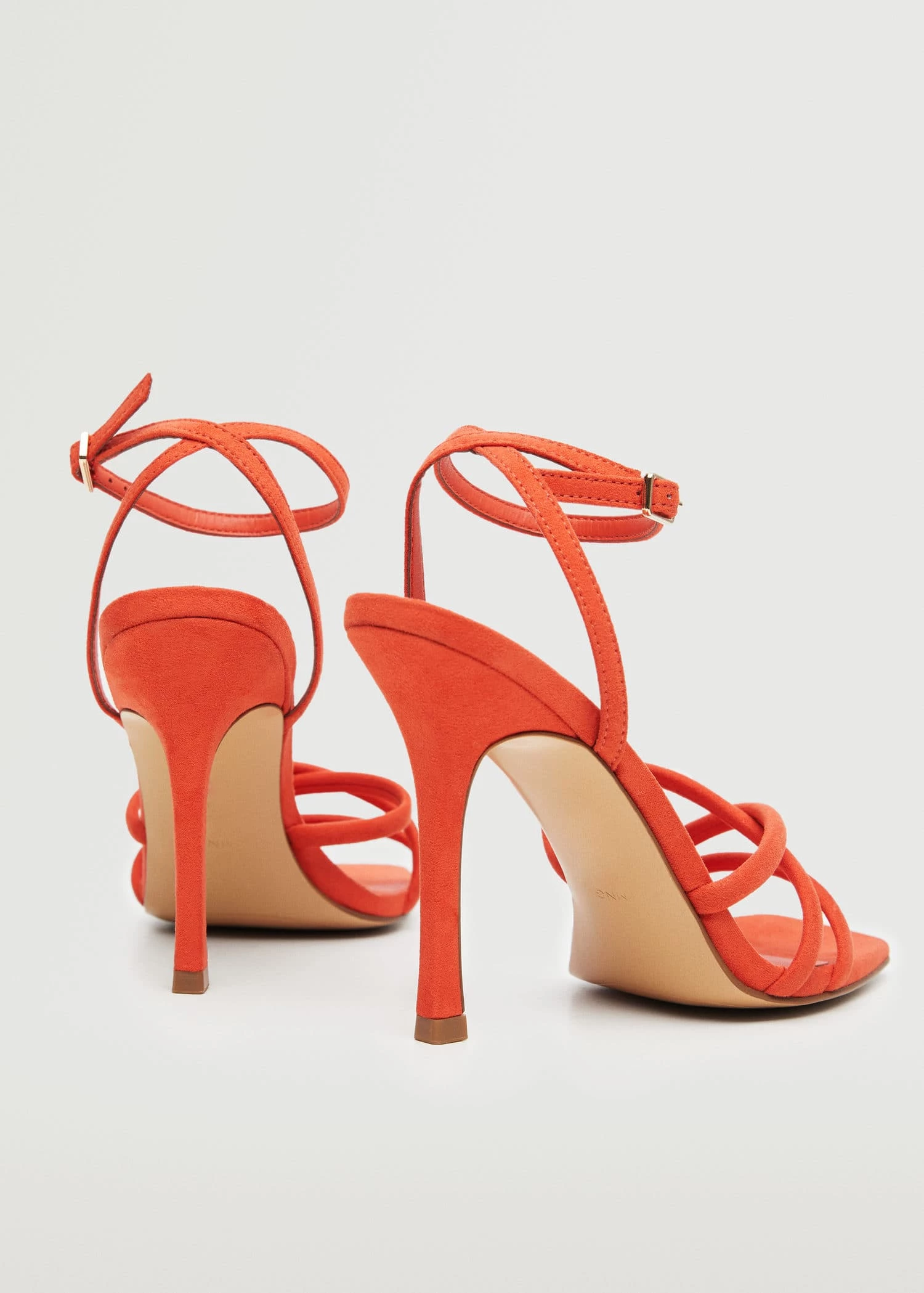 Strappy Heeled Sandals Coral Red 6 Strappy Heeled Sandals Coral Red - Image 4