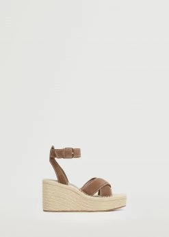 Leather Wedge Sandals Light/pastel Brown