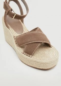 Leather Wedge Sandals Light/pastel Brown -Mango Shoes Sales unnamed file 697
