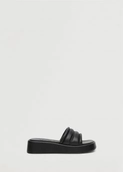 Platform Quilted Sandals Black