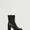 Heel Leather Ankle Boot Black