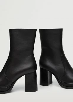 Heel Leather Ankle Boot Black -Mango Shoes Sales unnamed file 859