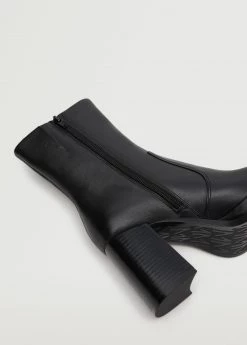 Heel Leather Ankle Boot Black -Mango Shoes Sales unnamed file 860