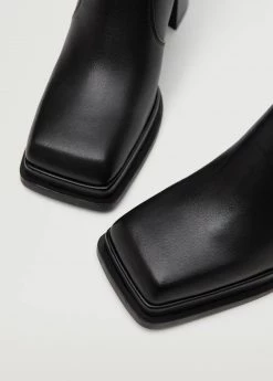 Heel Leather Ankle Boot Black -Mango Shoes Sales unnamed file 862