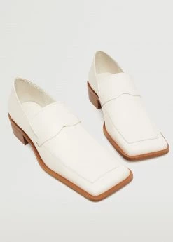 Leather Pointed Loafers Vanilla -Mango Shoes Sales unnamed file 911
