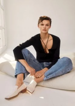 Leather Pointed Loafers Vanilla -Mango Shoes Sales unnamed file 917