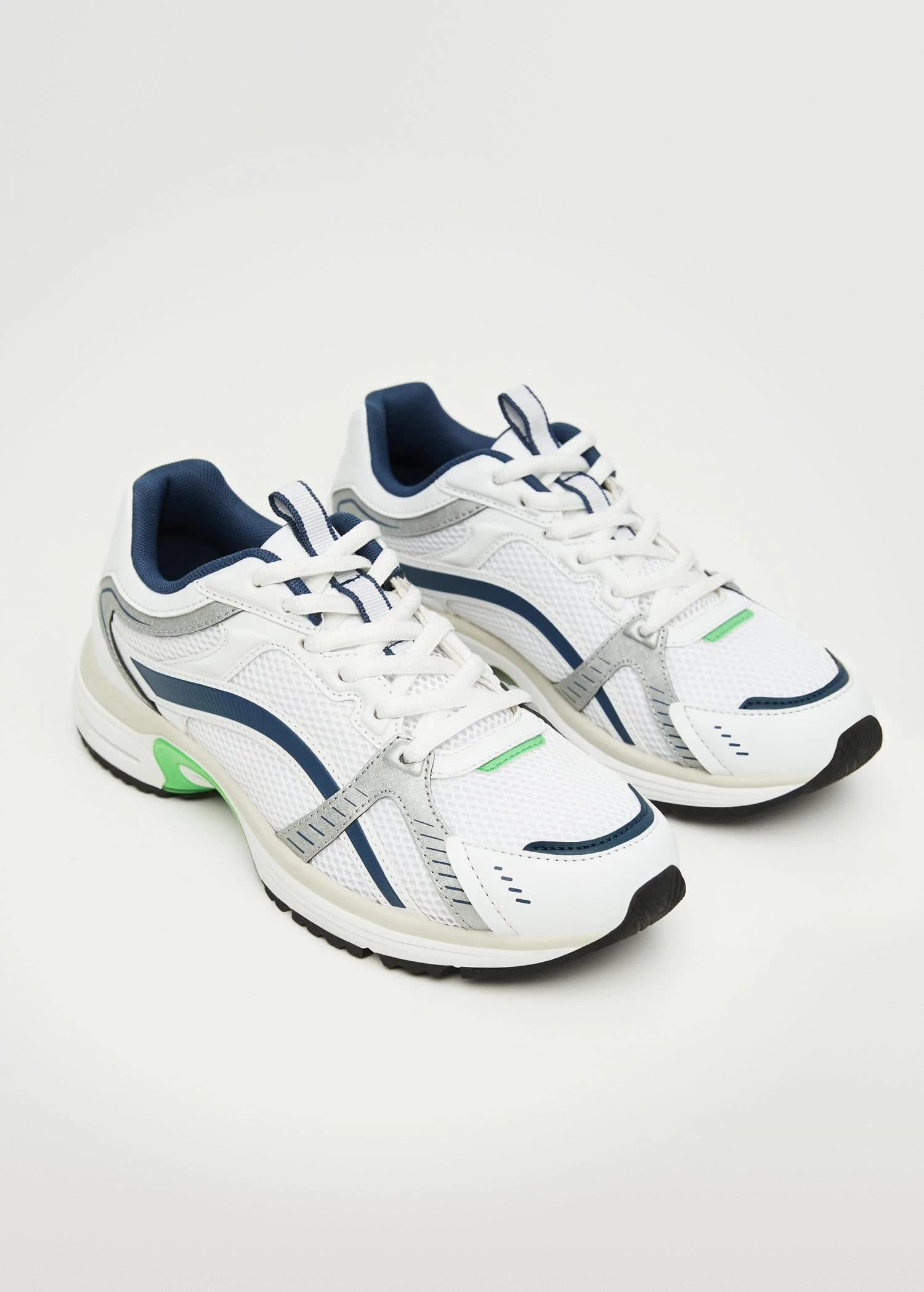 Lace-up Mixed Sneakers Silver 4 Lace-up Mixed Sneakers Silver - Image 2