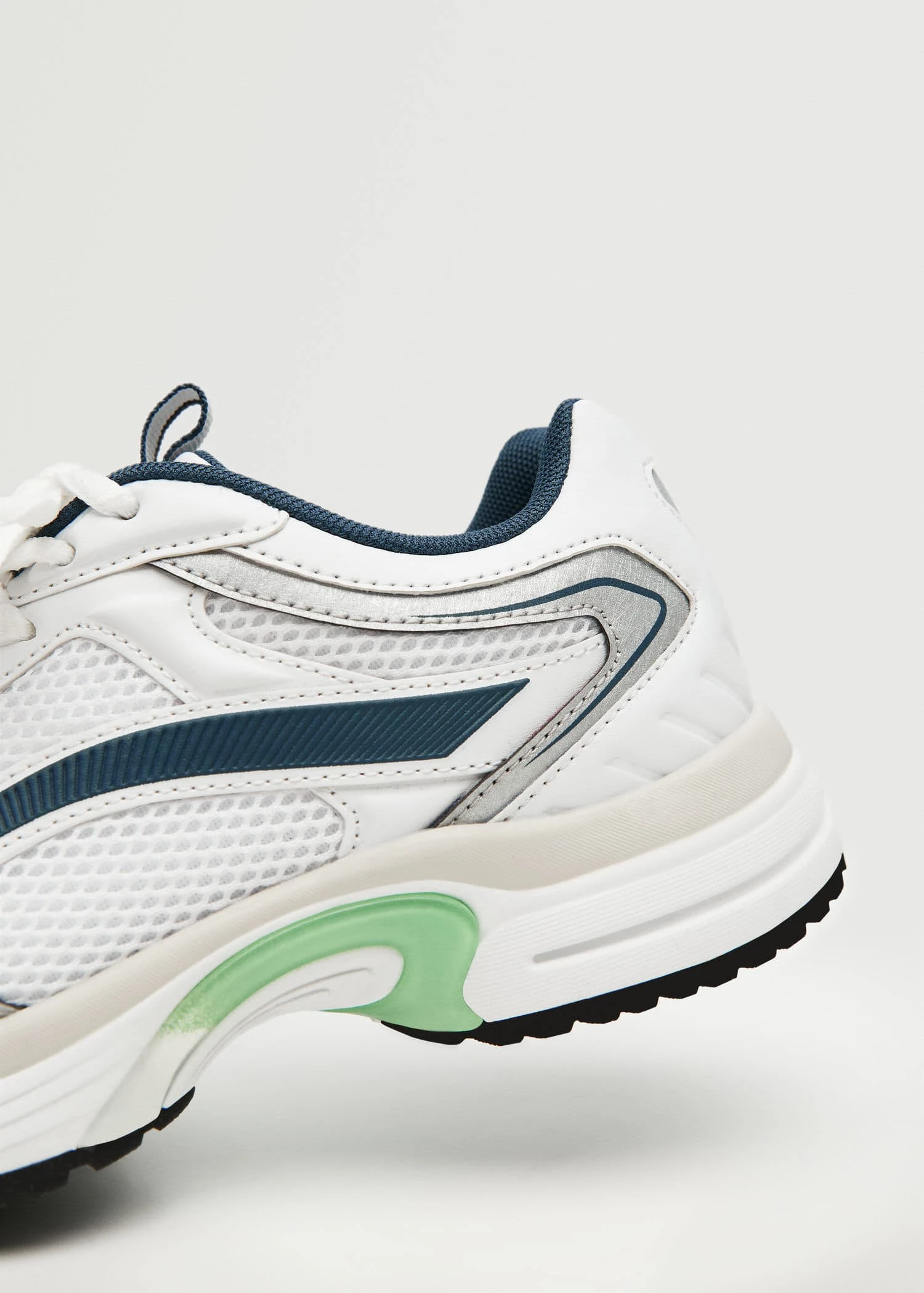 Lace-up Mixed Sneakers Silver 6 Lace-up Mixed Sneakers Silver - Image 4