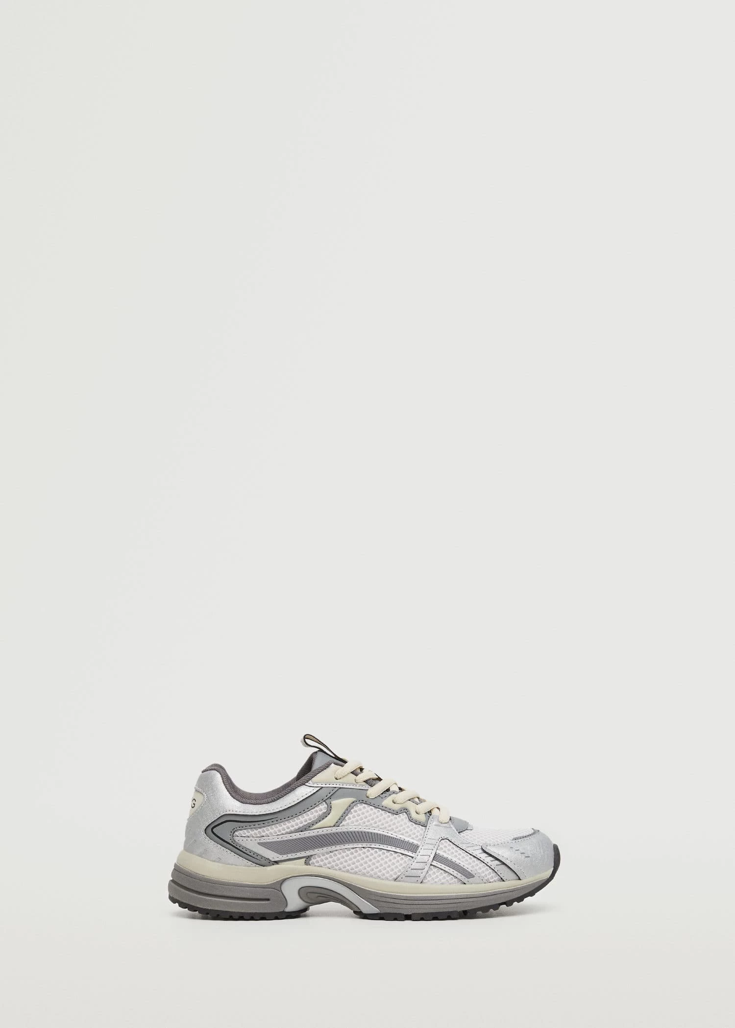 Lace-up Mixed Sneakers Silver 8 Lace-up Mixed Sneakers Silver - Image 6