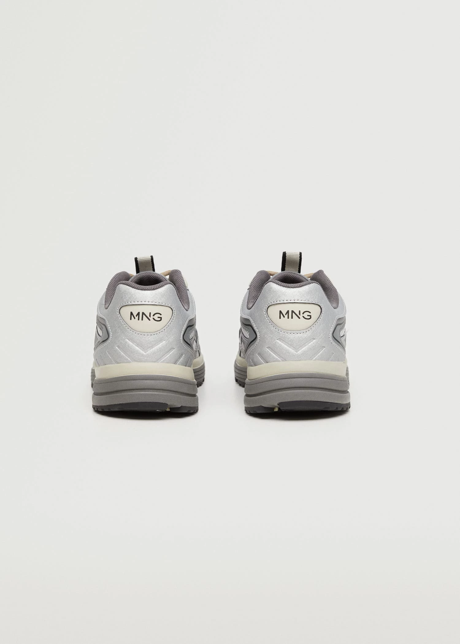 Lace-up Mixed Sneakers Silver 11 Lace-up Mixed Sneakers Silver - Image 9