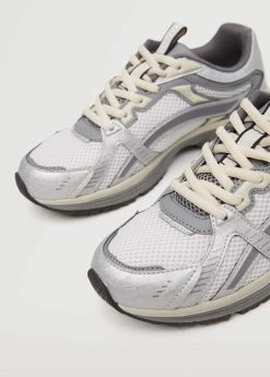 Lace-up Mixed Sneakers Silver 25 Lace-up Mixed Sneakers Silver -Mango Shoes Sales unnamed file 930