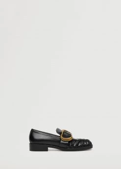 Buckle Leather Moccasins Black