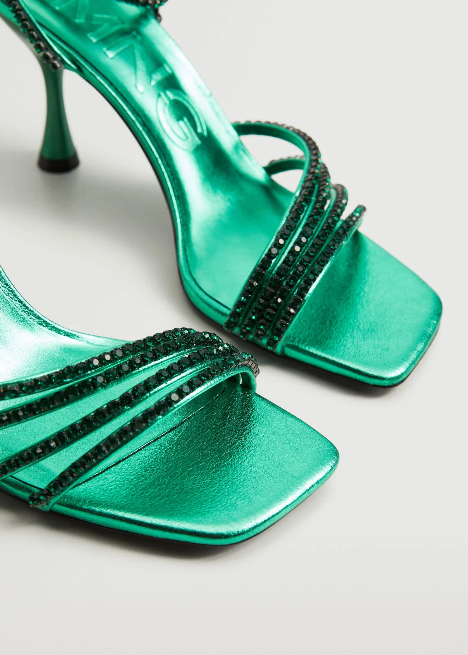 Strap Rhinestone Sandals Green 5 Strap Rhinestone Sandals Green - Image 3