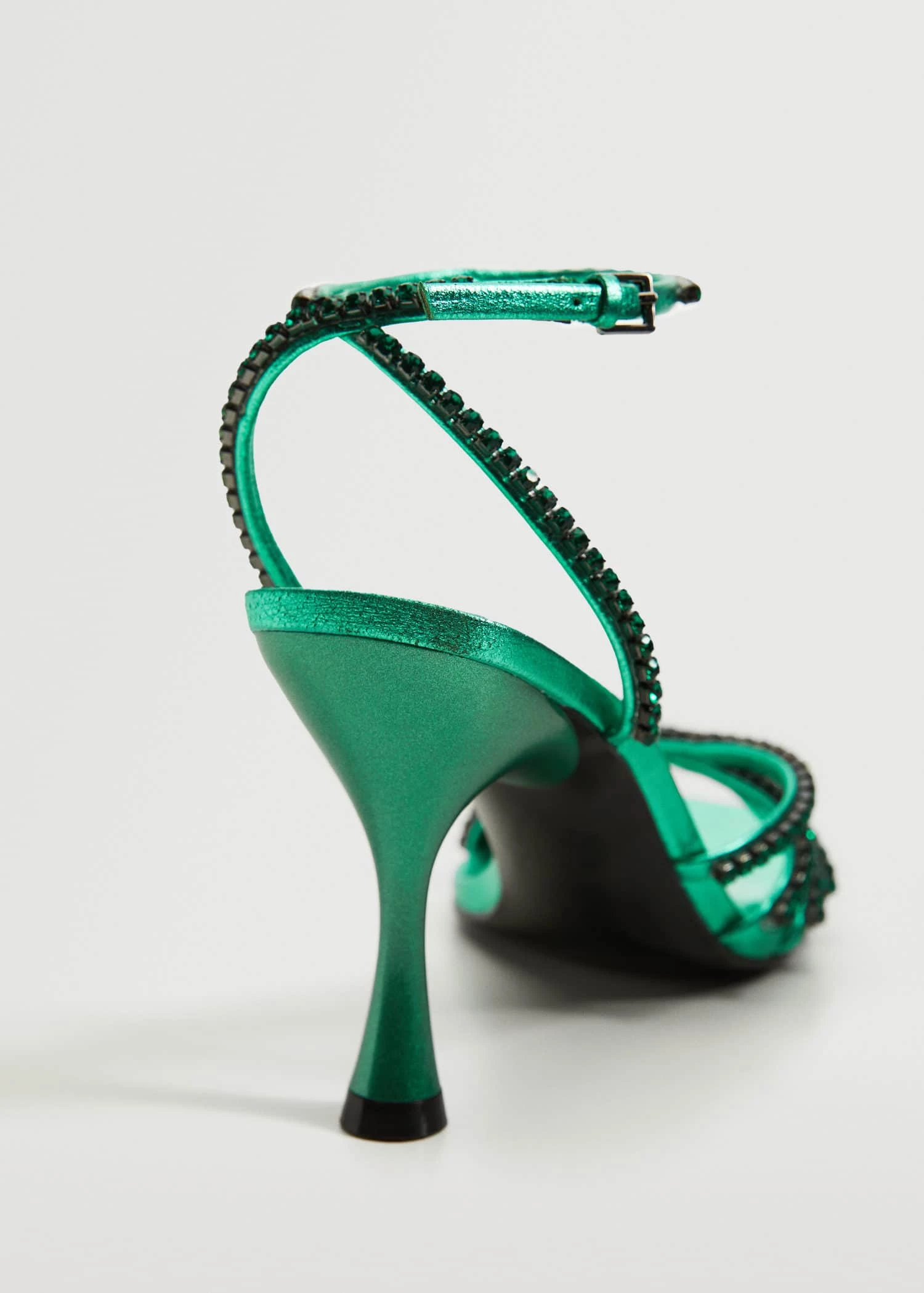 Strap Rhinestone Sandals Green 6 Strap Rhinestone Sandals Green - Image 4