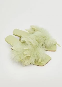 Feather Leather Sandals Pastel Green -Mango Shoes Sales unnamed file 975