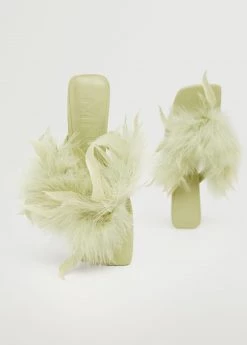 Feather Leather Sandals Pastel Green -Mango Shoes Sales unnamed file 978